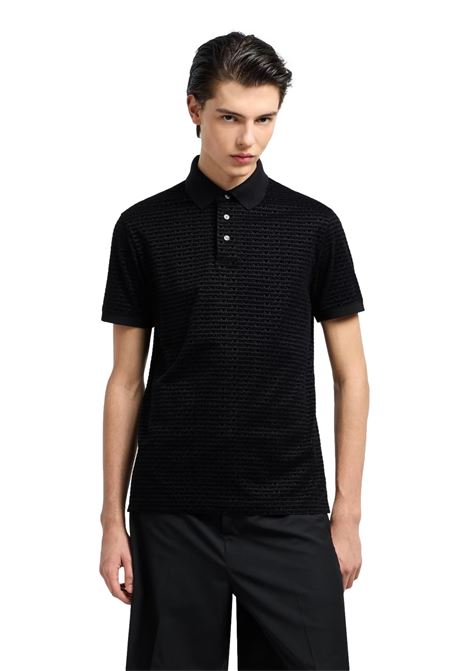 POLO IN JERSEY MISTO LYOCELL CON LETTERING FLOCK ALL OVER ASV EMPORIO ARMANI | Polo | EM001283 AF10017FC159